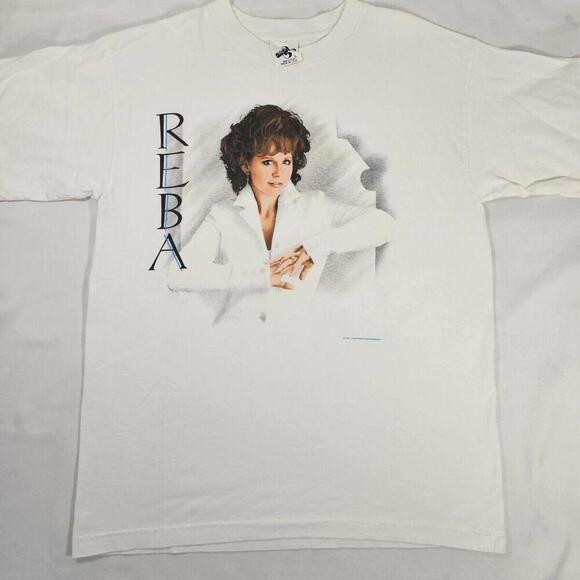 Vintage Reba Mcentire Tour Shirt White Graphic Tee 90s 1997 Large Made In USA - Picture 2 of 11